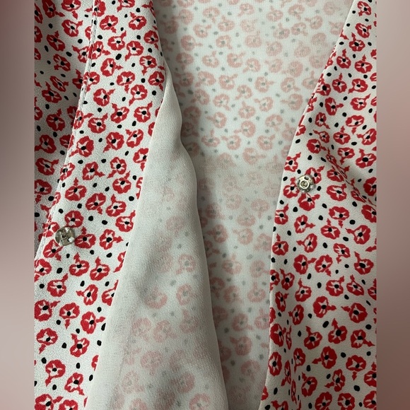 Ann Taylor Ditsy Red Poppy Floral Wrap Fit Flare Midi Dress Size 2 - Picture 10 of 13